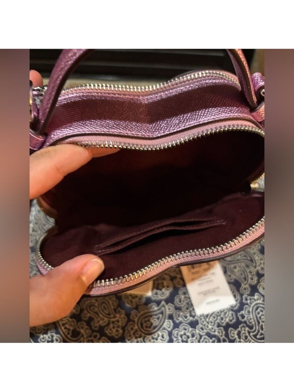 💖 NWT COACH Heart Crossbody Bag - Metallic Pink/Purple 💖 - Picture 7 of 9